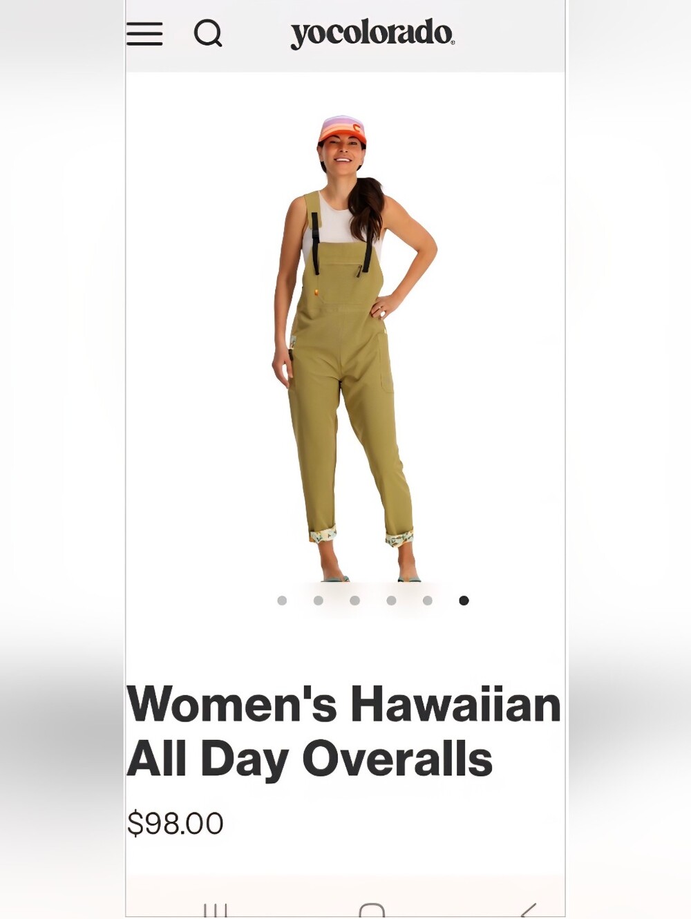 NWOT - Women's Olive Green Hawaiian All Day Overalls Jumpsuit - Picture 2 of 16
